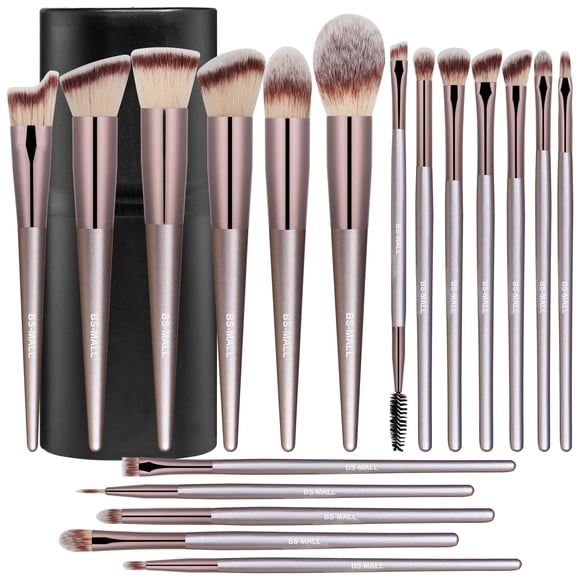 Set de brochas de maquillaje BS-MALL, 18 unidades, fibra sintética de primera calidad