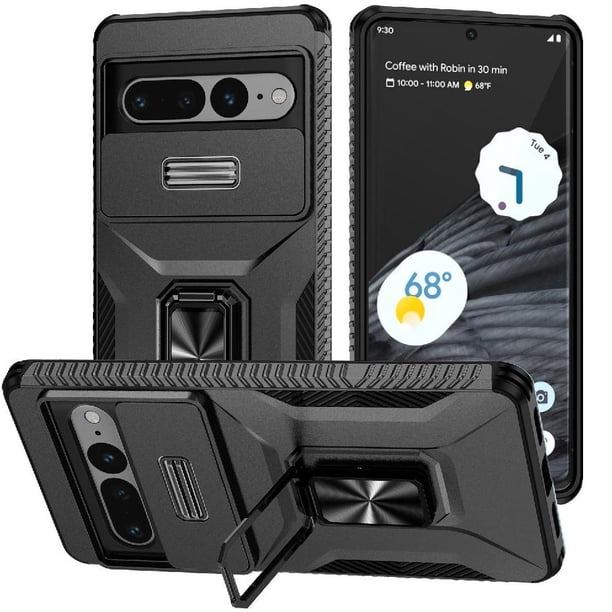 Funda Armada para Google Pixel 7 Pro con Tapa Deslizante y Soporte Magnético Giratorio Negro