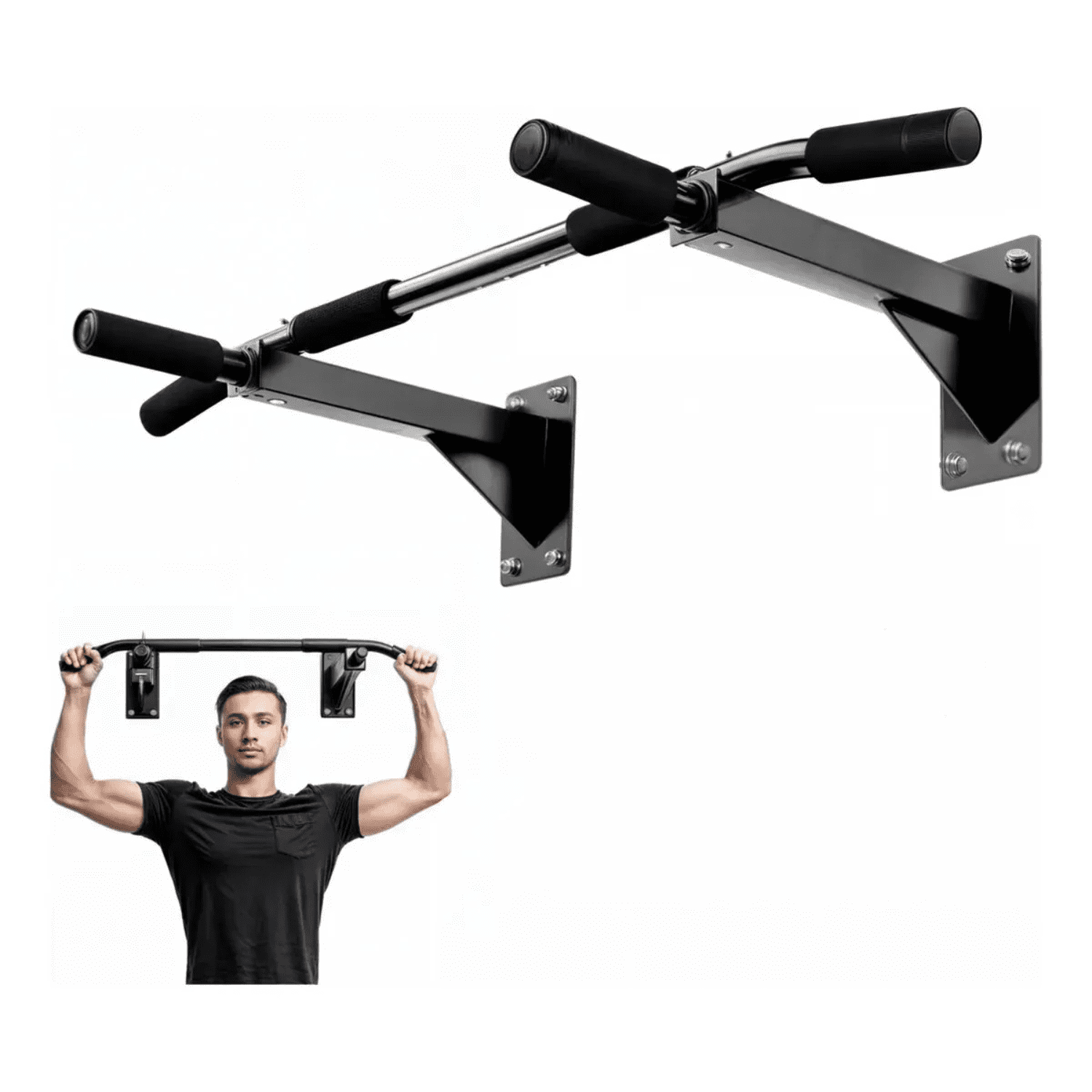 Genérico - Barra De Ejercicios Doble Flexiones Dominadas Multifuncional Negro