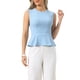 thumbnail image 1 of INSPIRE CHIC Chaleco Peplum para Mujer Elegante sin Mangas Cuello Redondo Dobladillo Acampanado Blusas de Oficina XL Gris Azul, 1 of 6