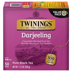 Té Negro Darjeeling De Tea Twinings, 50 Bolsas Envueltas Individualmente