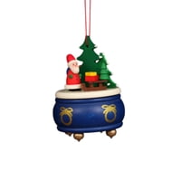 Ornamento Christian Ulbricht Papá Noel Azul Con Caja De Música