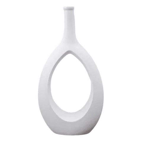 Genérico - Florero Ceramica Botella Con Cuerda Blanco 27Cm