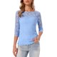 thumbnail image 1 of INSPIRE CHIC Blusa de Encaje Floral de Halloween para Mujer, Manga 3/4, Cuello Redondo, Talla L, Azul Cielo, 1 of 6
