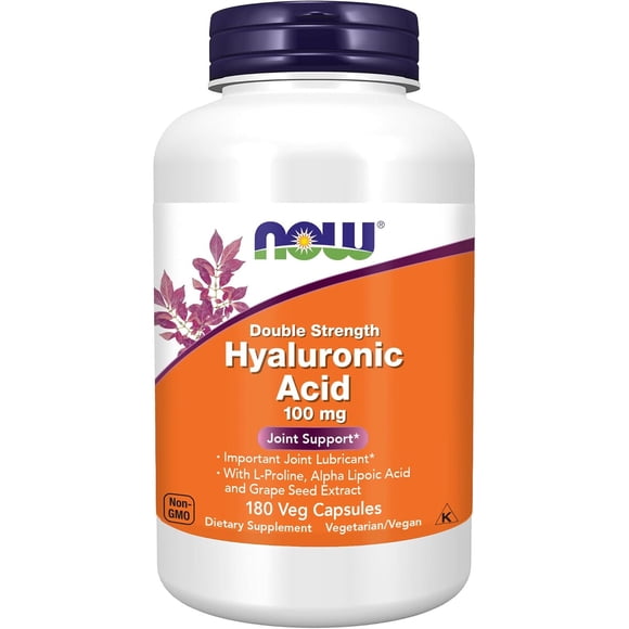 Ácido Hialurónico NOW 100 mg Doble Fuerza 180 Caps