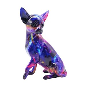 Magideal - Escultura De Perro Obra De Arte Multicolor Hermosa Pintura Creativa Salpicaduras Decoración De Escritorio Graffiti Estatua De Chihuahua Para Estanterí Estilo B