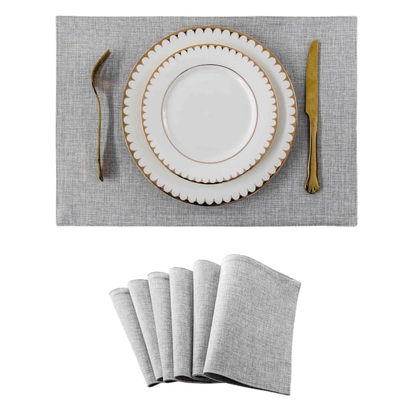 XmhyTop Juego de 6 Manteletes Individuales Texturizados Clásicos, Resistentes a Manchas, Ideal para Barbacoas y Mesas de Comedor, Estilo E, 48*33cm, Gris