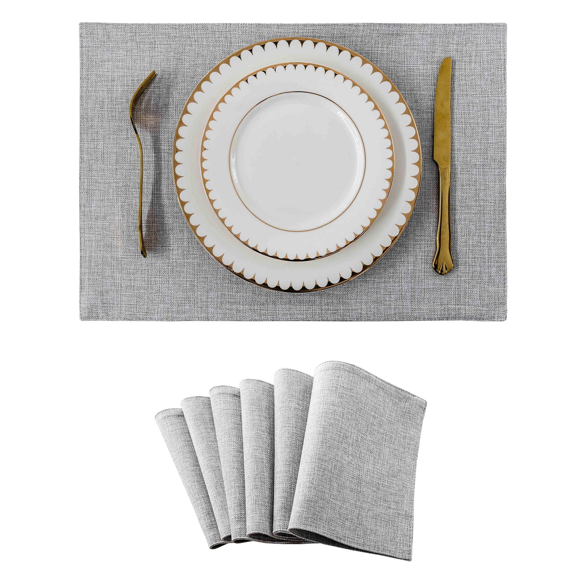 Xmhytop Juego De 6 Manteletes Individuales Texturizados Clásicos, Resistentes A Manchas, Ideal Para Barbacoas Y Mesas De Comedor, Estilo E, 48*33cm, Gris