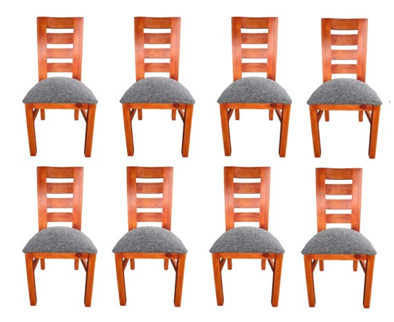 Koliat - Pack 8 Sillas Birka Caramelo Tapiz Gris