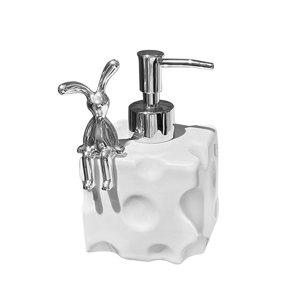Magideal - Dispensador De Jabón Práctico Y Resistente, Dispensador De Salón De Cerámica A Prueba De Fugas, Bomba, Contenedor De Jabón, Dispensador De Líquido Y J Conejito Pequeño