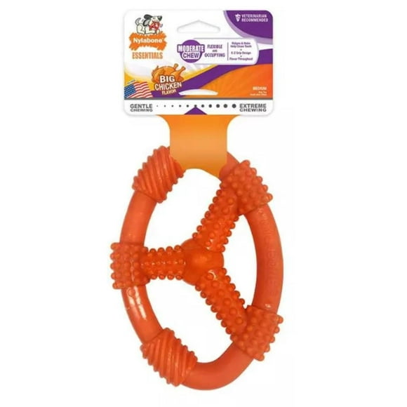 Juguete Para Perros Anillo Oval Flexible Talla M Nylabone amarillo