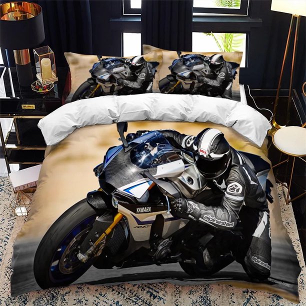 Motorcycle Rider Bedding Set Boys Girls Twin Queen Size Duvet Cover Pillowcase Bed Boys Adult Fashion Home Textileextile Bed Sheets