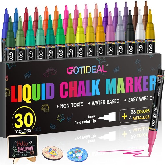 GOTIDEAL Fine Tip Liquid Chalk Markers for Blackboard, Chalk