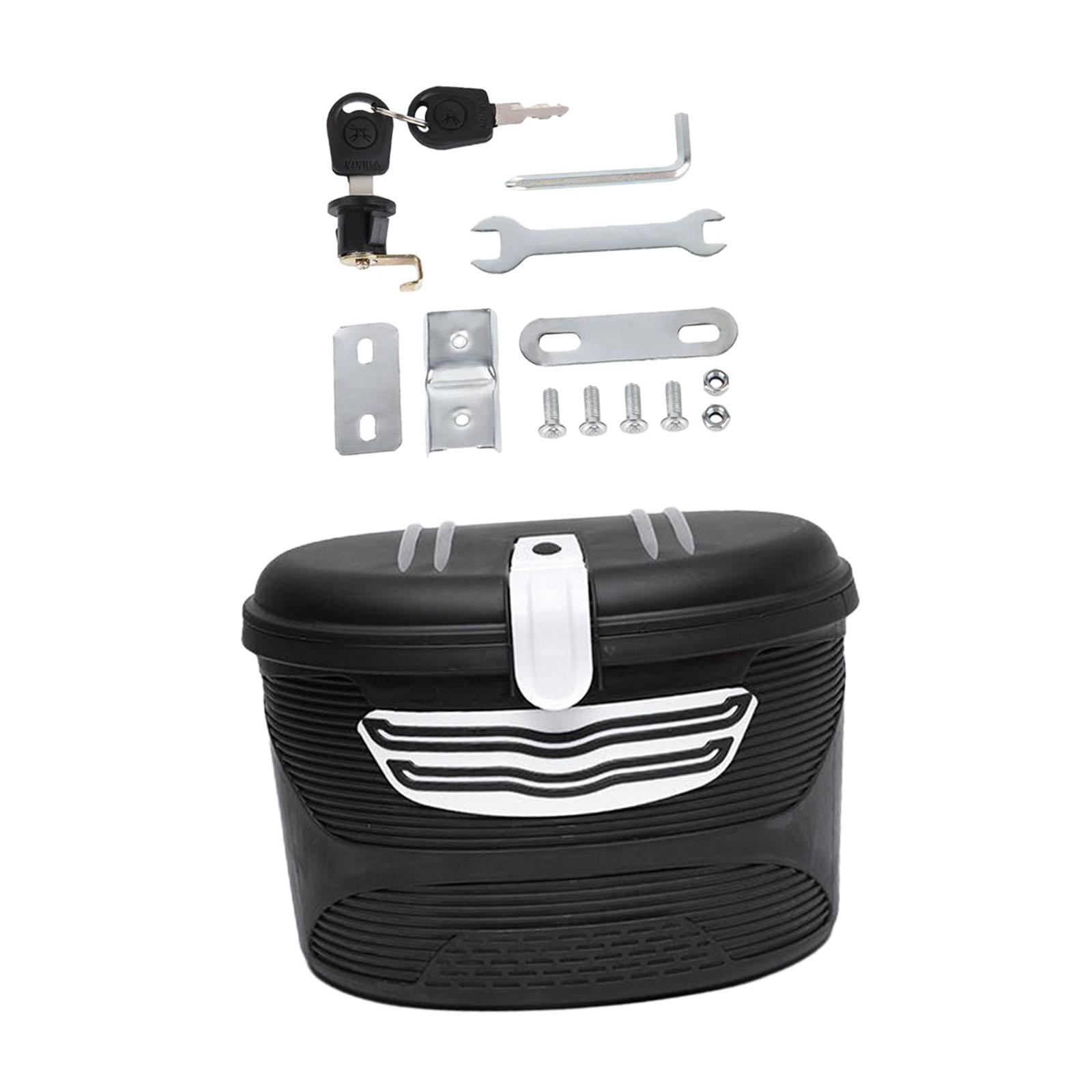 Ioensy - Canasta De Bicicleta Eléctrica Con Cerradura Con Bolsa De Revestimiento Para Andar En Bicicleta Ciclismo De Bicicleta De Calle Blanca S