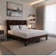 thumbnail image 4 of Cama Dos Plazas con Colchon + Pack de Almohadas Tapizado en Felpa Chocolate Oscuro, 4 of 6