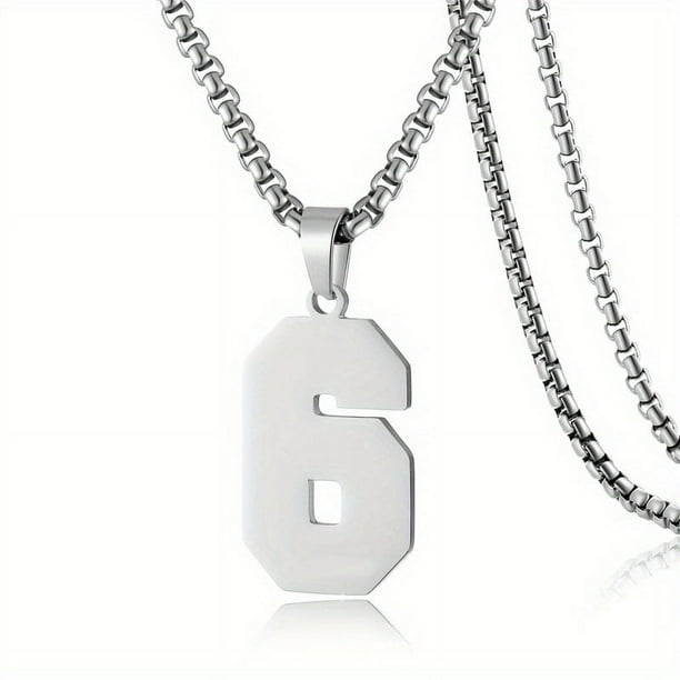 1pc Stylish Stainless Steel Men's Athletes Number Pendant Necklace - Perfect for Baseball, Basketball, and Football Teams - Long Chain Necklace with Sports Number - Ideal Gift for Boys