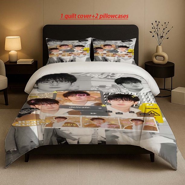 Full Round Yoo Multi-Style Art Collage Pattern Set Soft and Comfortable Bedding Set Suitable for All Seasons