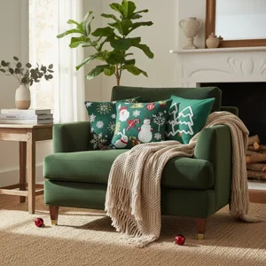 Casadeliacl - 4Pcs Funda De Cojín De Sofá De Navidad De 45X45Cm Decoración Verde