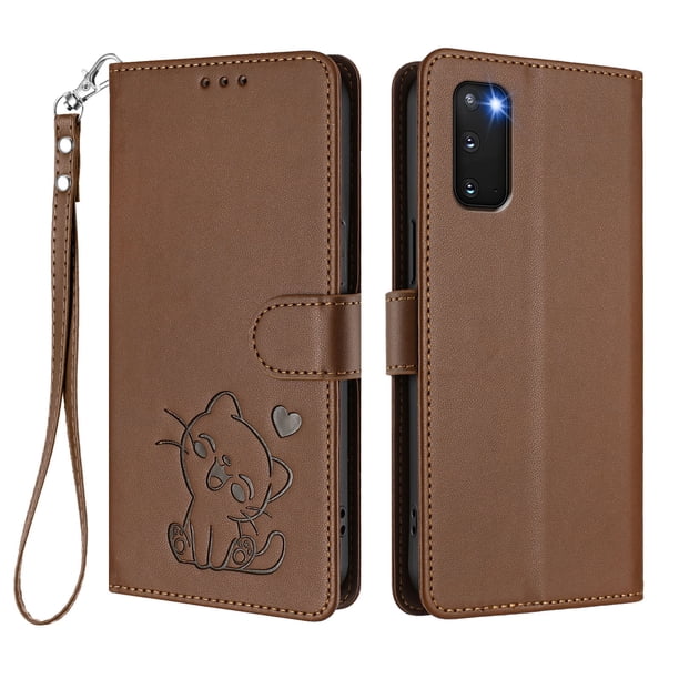 Samsung Galaxy S20 Funda Billetera con Ranuras para Tarjetas, Marrón