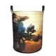 thumbnail image 1 of Titanfall Cesta de lavandería de gran capacidad redonda con asa, bolsa para ropa sucia plegable, almacenamiento para dormitorio, baño y lavadero 44x35 cm, 1 of 6