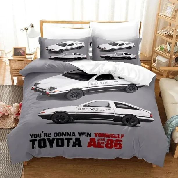 v2597 Bed Sheets Initial D AE Bedding Set Duvet Cover Bed Set Quilt Cover Pillowcase Comforter king Queen Size Boys Adult Bedding Set 3-Piece Bedding Set (1 Duvet Cover + 2 Pillow Shams) Bed Sheets ju