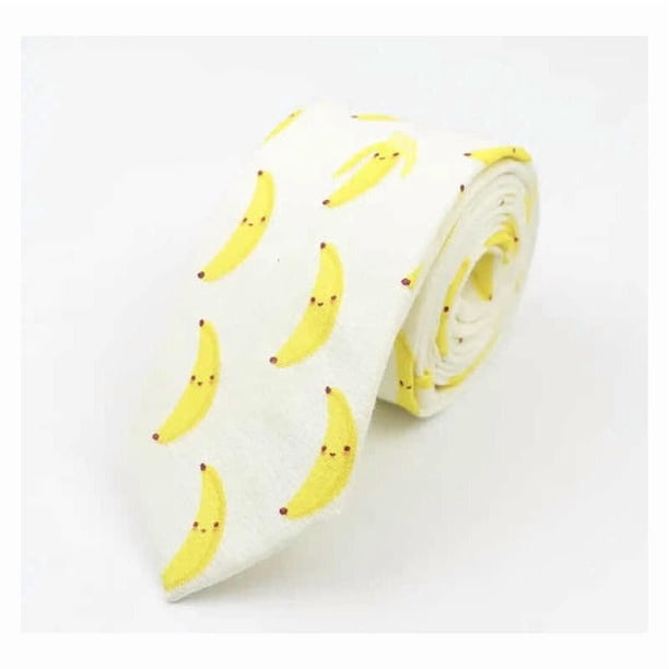 Corbata Divertida Con Diseño De Plátanos Amarillo
