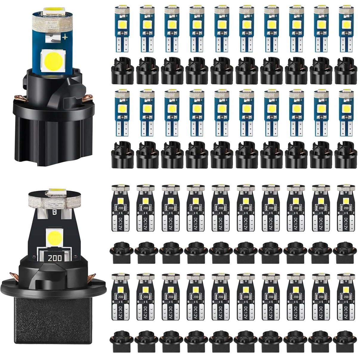 Kit 40 Luces Led T5 T10 Bbto Blancas Con Zacalo Tablero
