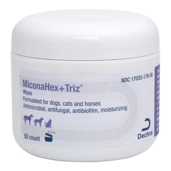 Toallitas Micona Hex+Triz Redondas De 2,25 Cm Para Perros, Gatos Y Caballos, 50 Unidades