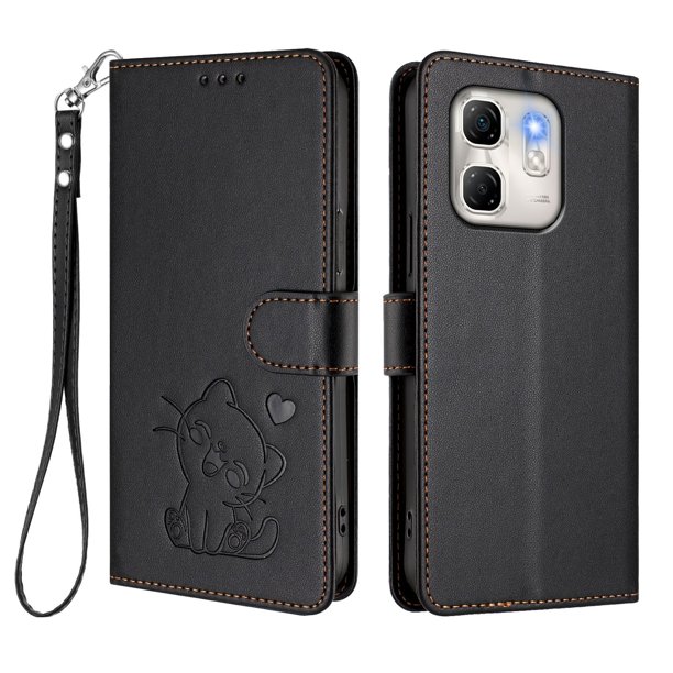 Infinix Hot 50i 4G Funda Billetera de Gato, Negro
