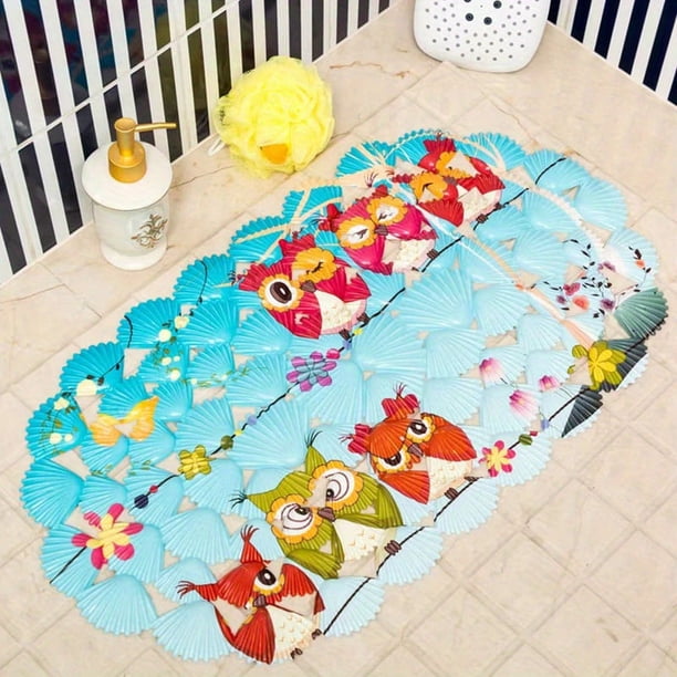 1pc Anti-Slip Bathroom Mat with Drain Hole and Suction Cup - Special-Shaped PVC Floor Mat for Bathroom Accessories