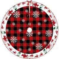 Xinqihang - Falda Para Árbol De Navidad Con Copos De Nieve, 36 Pulgadas, Grande, A Cuadros, Con Patrón Nevado Para Decoración Navideña (Copos De Nieve)