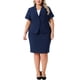 thumbnail image 1 of Agnes Orinda Conjunto de Traje de Negocios con Blazer de Manga Corta y Falda Lápiz para Mujer de Talla Grande para la Escuela y la Oficina 4X Azul Marino, 1 of 8