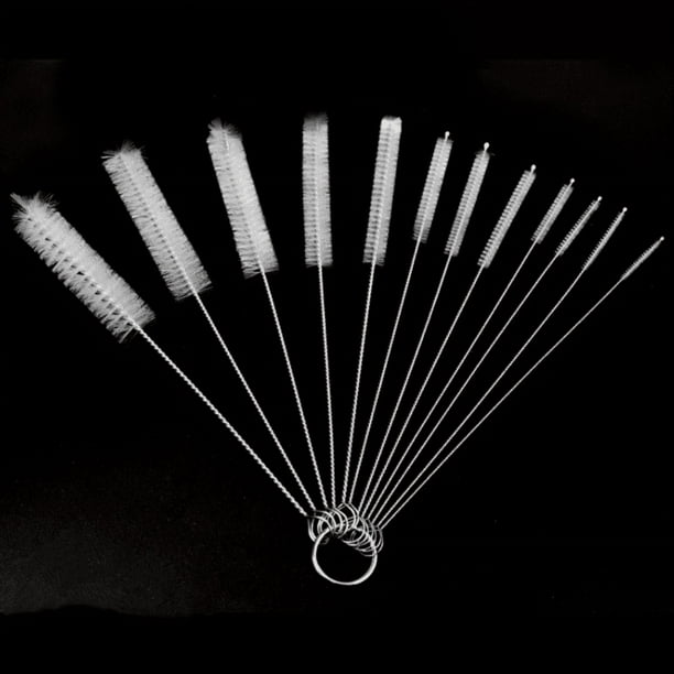 12pcs, Reusable Straw Cleaning Brushes, Bottle Test Tube Long Straw Cleaning Brush, Nylon Washing Cleaner Tool, Reusable Bottle Straw Brush In Different Size (White-Black,12 Pieces)