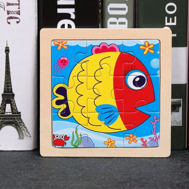11*11cm/4.33*4.33in 1pcs Wooden Jigsaw Puzzles, Children's Animal Puzzles Educational Early Education Cartoon Plane Jigsaw Puzzle Toys, For Children Kids
