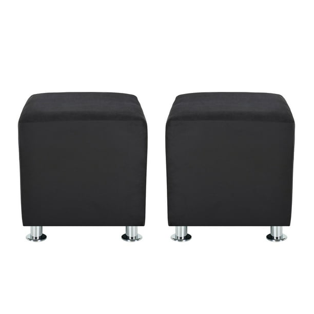 Set Pouf Cali 1c Felpa 12 Negro