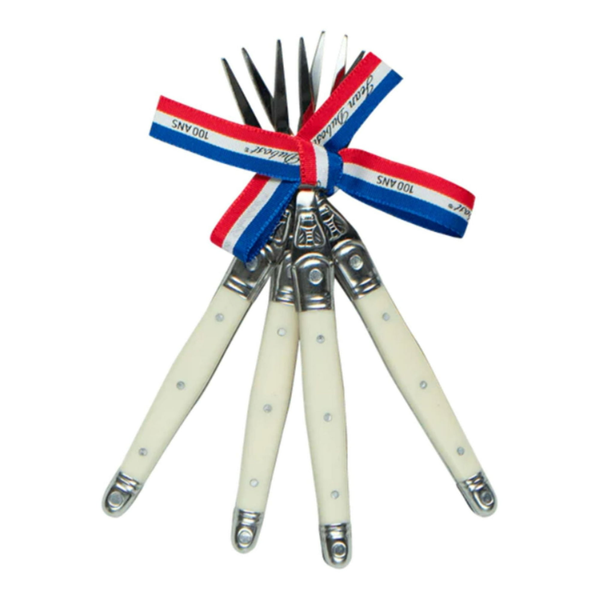 Laguiole Jean Dubost - Set 4 Tenedores Cinta Aperitivo Ivory