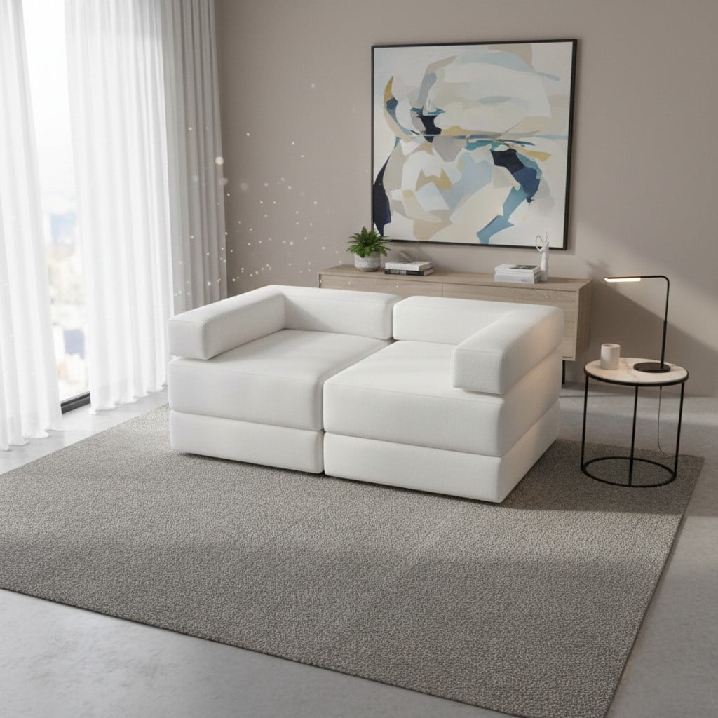 Diseños Valestrini - Sofa Cama Arkos Dos Cuerpos En Lino Crudo