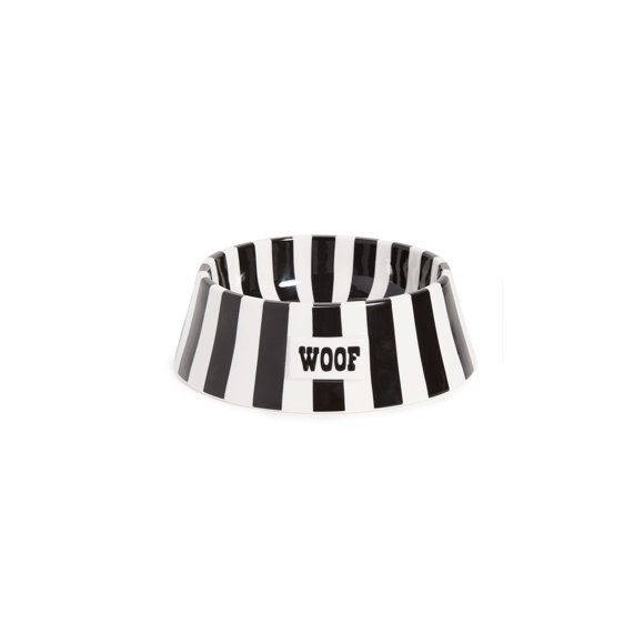 Plato para Mascotas Jonathan Adler Vice Woof Blanco y Negro