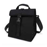 Xusx111 - Bolsa De Almuerzo Aislada Rolltop Caja De Almuerzo Para Mujeres, Hombres, Adultos Y Adolescentes, Bolsa De Almuerzo Congelable Con Cierre (Negro)