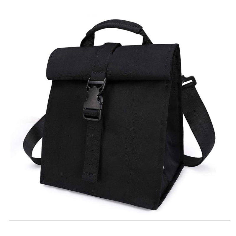 Xusx111 - Bolsa De Almuerzo Aislada Rolltop Caja De Almuerzo Para Mujeres, Hombres, Adultos Y Adolescentes, Bolsa De Almuerzo Congelable Con Cierre (negro)