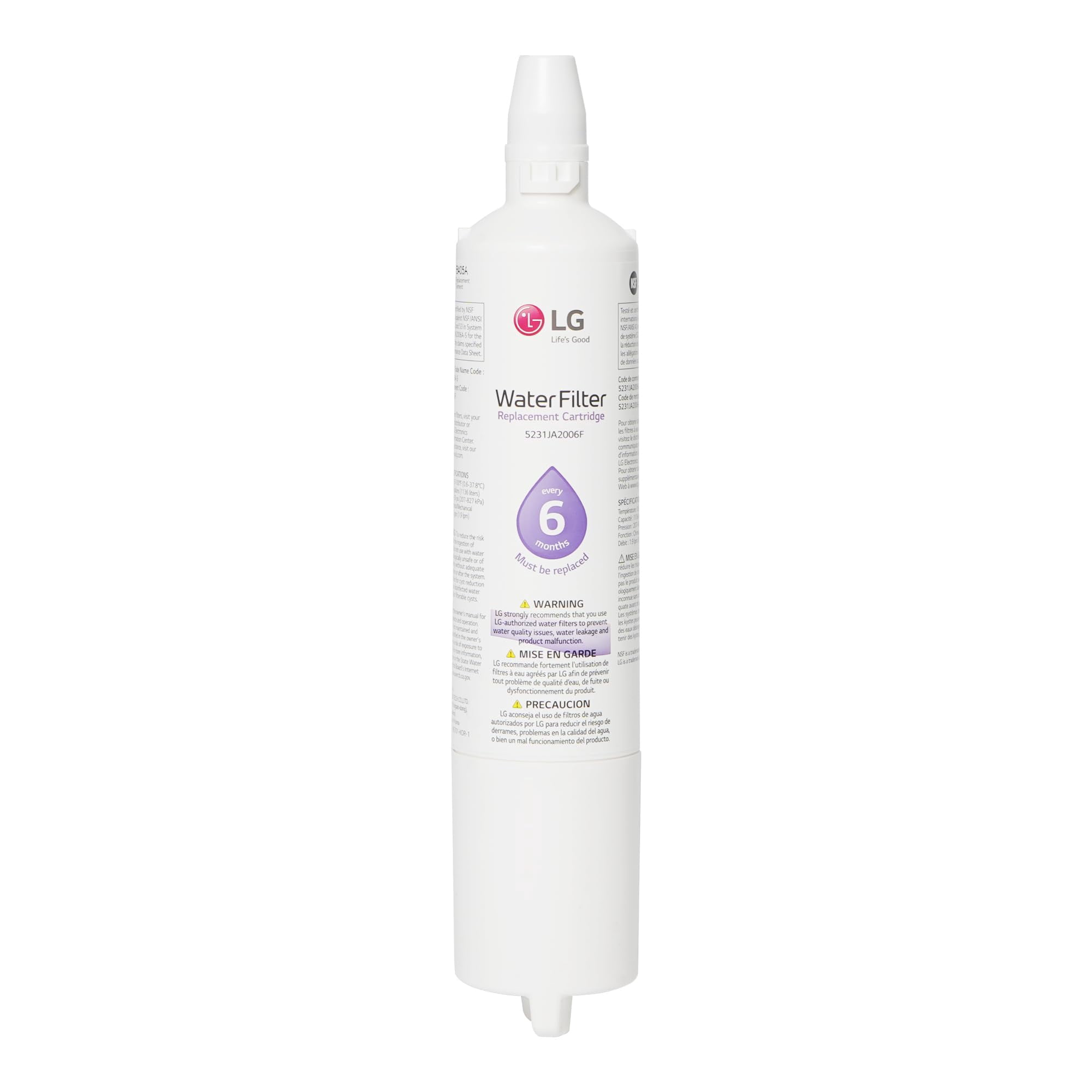 Filtro De Agua Para Nevera Lg Lt600p, 6 Meses, Capacidad De 1135 Litros