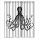 thumbnail image 1 of Cortina de ducha con diseño de pulpo viviente en blanco y negro, con ganchos, tamaño 60 x 72 pulgadas, 1 of 3
