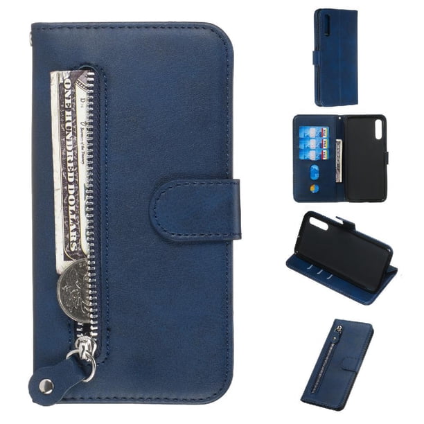 Funda con Cremallera para Samsung Galaxy A50/A50S/A30S, Carcasa Cartera de Cuero PU con Soporte y Tarjetero