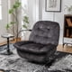 thumbnail image 2 of Black recliner, reclining lazy chair, mobile phone holder, large and comfortable reading chair, swivel gliding rocking chair, gold-stamped velvet, 2 of 3