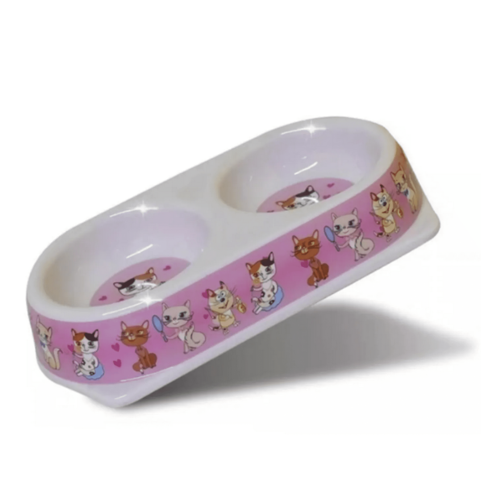 Genérico - Comedero Doble Para Perros Y Gatos Plastico Rosa