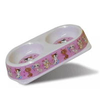 Genérico - Comedero Doble Para Perros Y Gatos Plastico Rosa