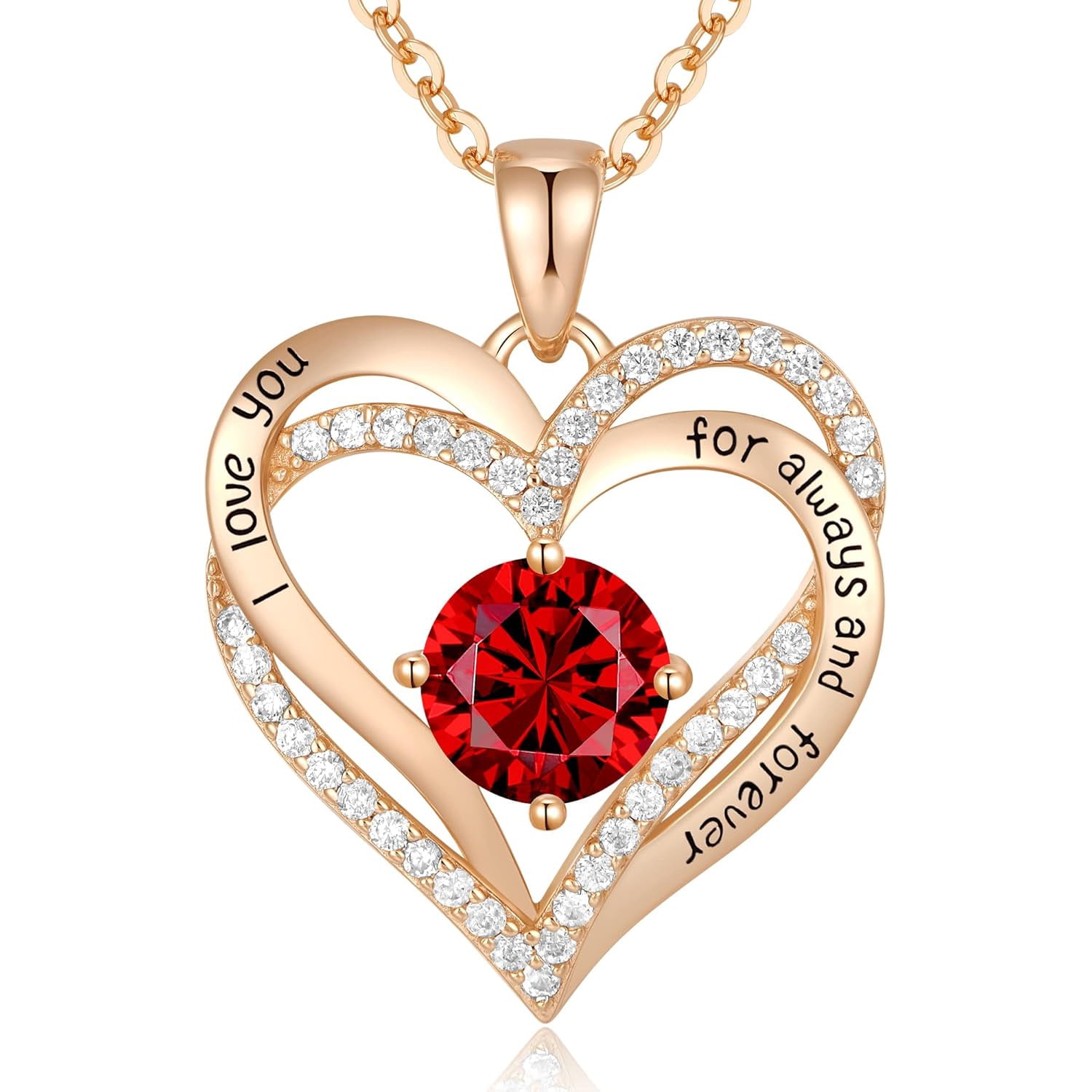 Heshpaws - Collar Colgante De Amor De Amor Con Piedra De Nacimiento Zirconia, Regalo De Joyería De Las Mujeres Para La Navidad, Cumpleaños, Aniversario