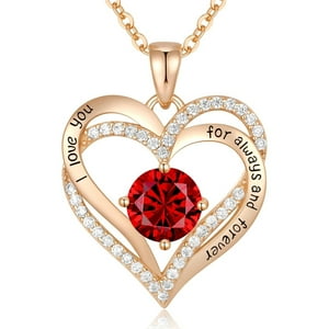 Heshpaws - Collar Colgante De Amor De Amor Con Piedra De Nacimiento Zirconia, Regalo De Joyería De Las Mujeres Para La Navidad, Cumpleaños, Aniversario