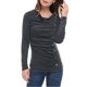 thumbnail image 1 of INSPIRE CHIC Top de Mujer con Cuello Alto de Manga Larga, Decoración de Botones, Frente Fruncido, Ajuste Regular, Pulóver 3XL Gris Oscuro, 1 of 7