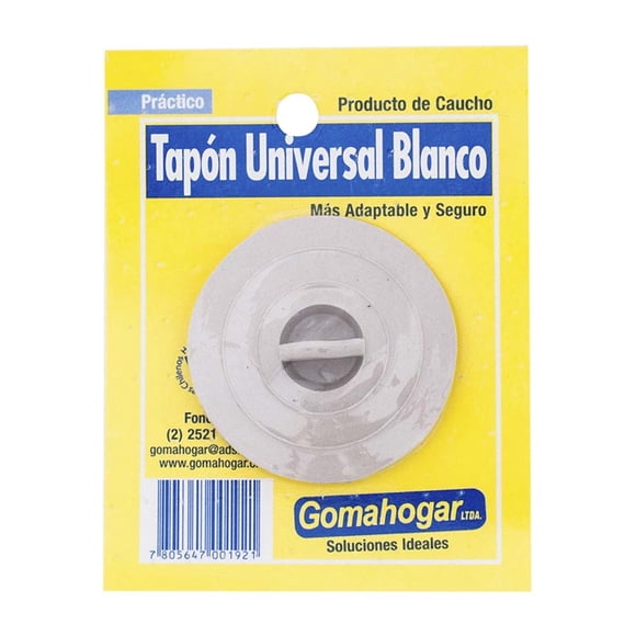 Tapón Blanco Universal 1 pieza Caucho Goma Hogar